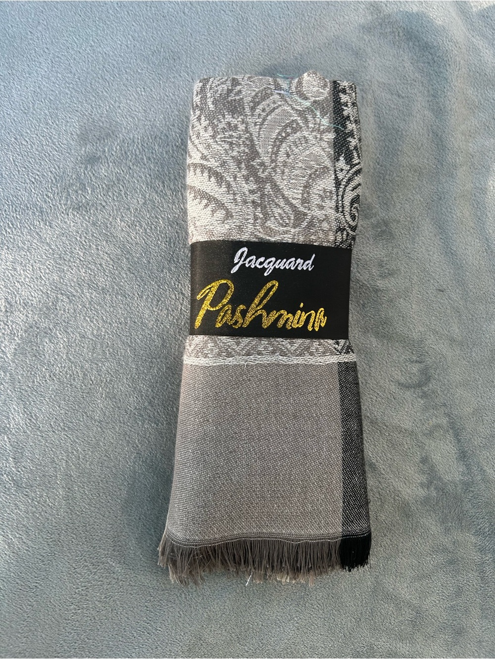 🐾2/$8- Jacquard Pashmina in silver/grey